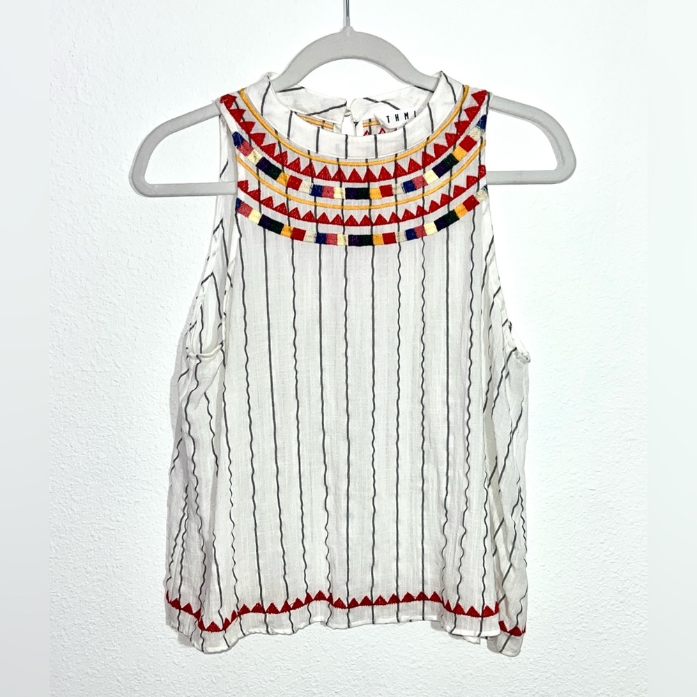 THML Halter Embroidered Tank‎ Blouse Large